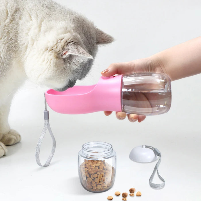 Pet Portable Water Bottle with Food Container