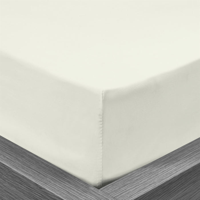 Beige Fitted Solid Sheet Set