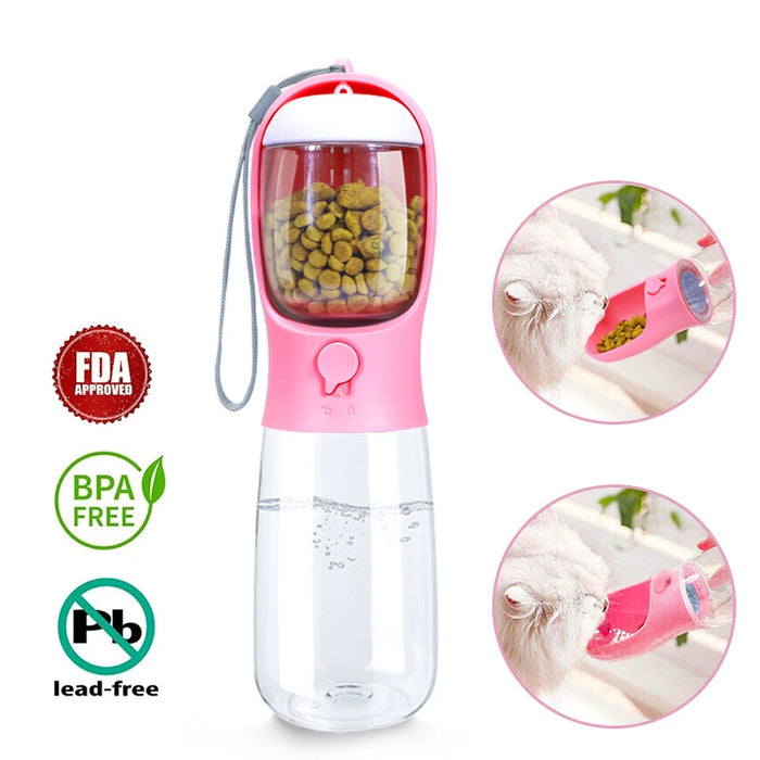 Pet Portable Water Bottle with Food Container