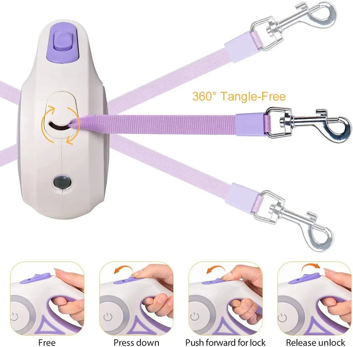 Automatic Retractable Dog Leash with Flashlight