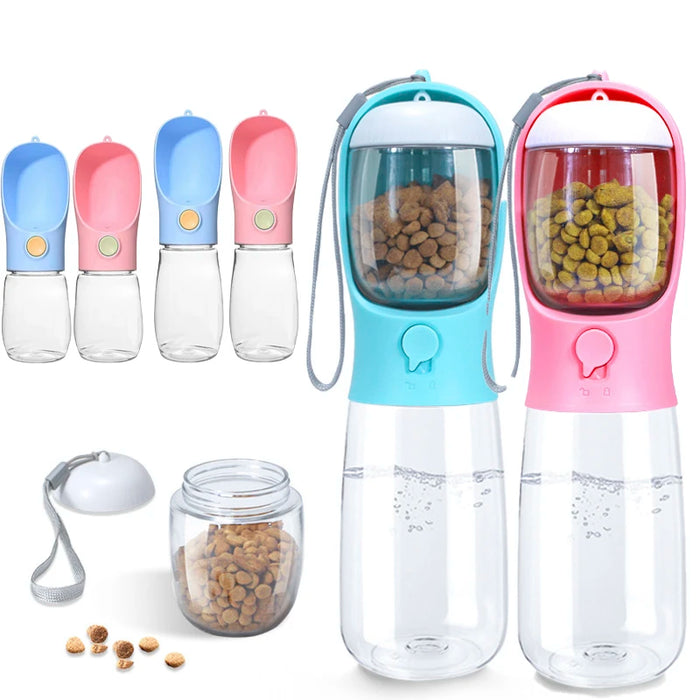 Pet Portable Water Bottle with Food Container